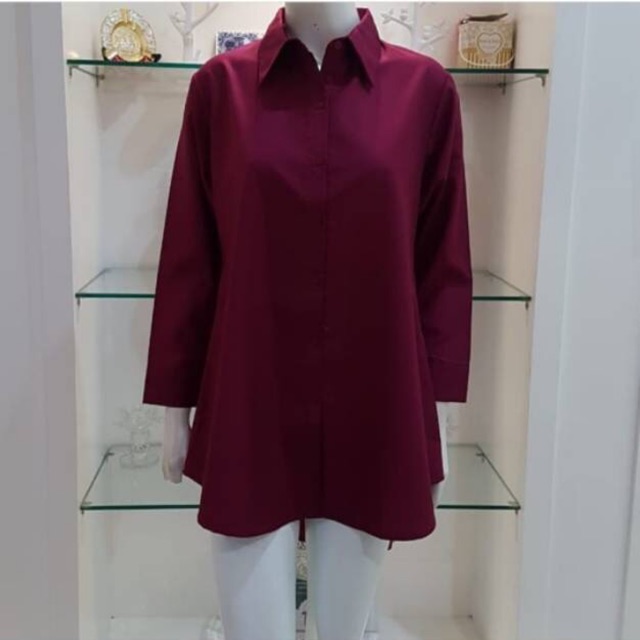 Semi tunik kemeja maroon by edness kayla