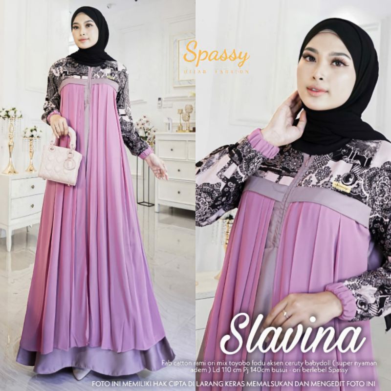 SLAVINA BY UWAIS/gamis/gamis solo/gamis katun rami/toyobo/gamis terbaru/gamis lebaran/dress