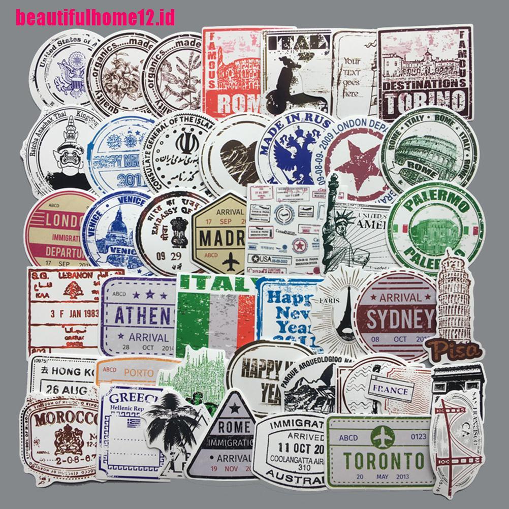 【beautifulhome12.id】60pcs/lot Retro traveling boarding pass air tickets creative suitcase stickers