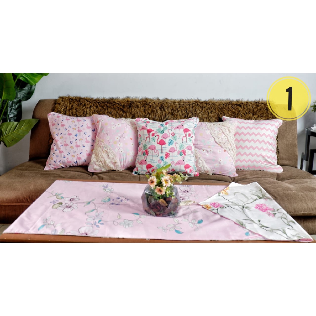 Shafiyyah Sarban Set Sarung Bantal Sofa Renda dan Table Shafiyyah Sarban Set Sarung Bantal Sofa Renda dan Table