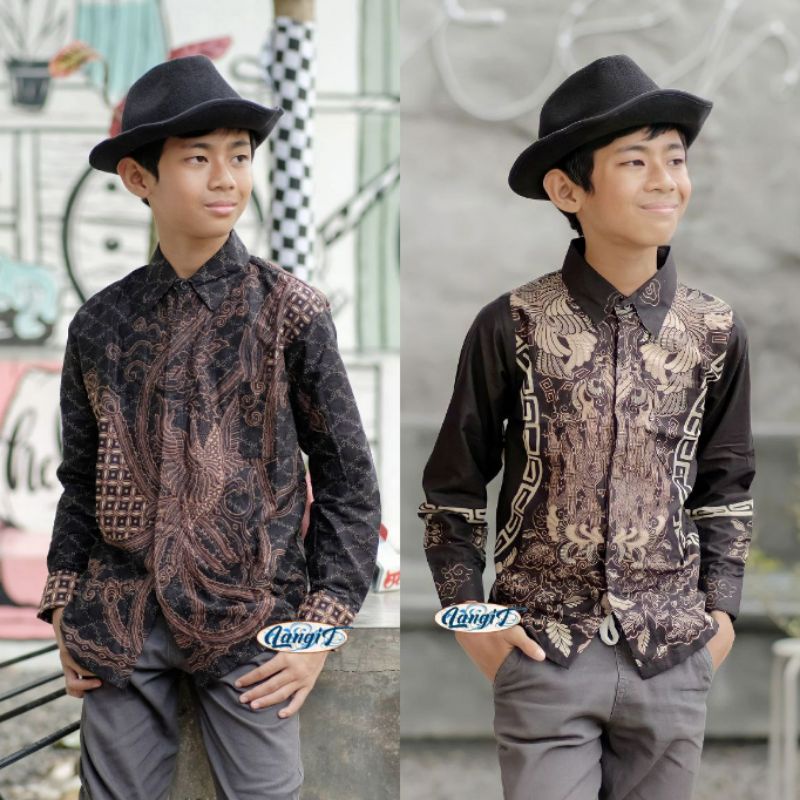 Kemeja Batik Anak Laki Laki M L XL XXL Baju Batik Anak Lengan Panjang Seragam Batik