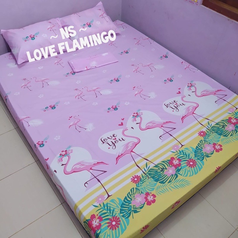 Sprei karakter LOVE FLAMINGO PINK Uk.160