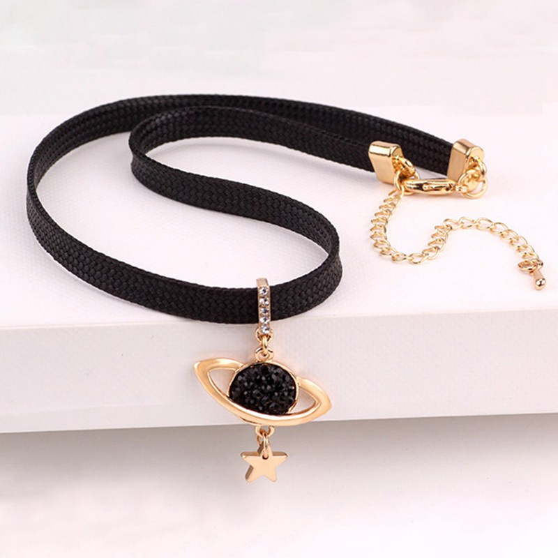 Black Lace Necklace Choker Collar Alloy Gothic Style Pandent Lady Decor Lizzj