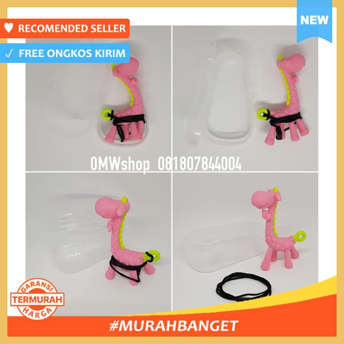 TEETHER GIRAFFE BOX + ROPE / GIRAFFE TEETHER / GIGITAN BAYI GIRAFFE MERAH MUDA