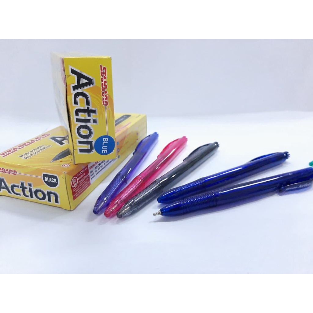 

STANDARD PULPEN BOLPEN ACTION 0.5 hitam / biru 12pc murah pen bolpoint