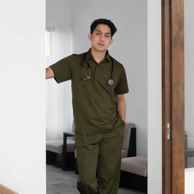 Baju Jaga POLO - OLIVE Scrubs Theatre Blues Cardinal