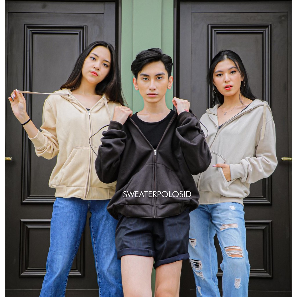 SWEATERPOLOSID  Hoodie Zipper Size M - XXL ( Pria & Wanita ) (Polos)-1