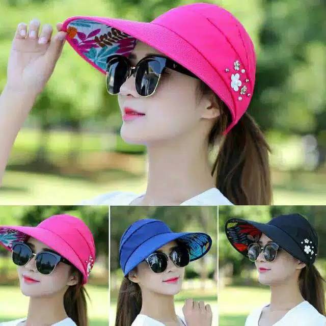 Topi pantai lipat/topi visor perlindungan UV