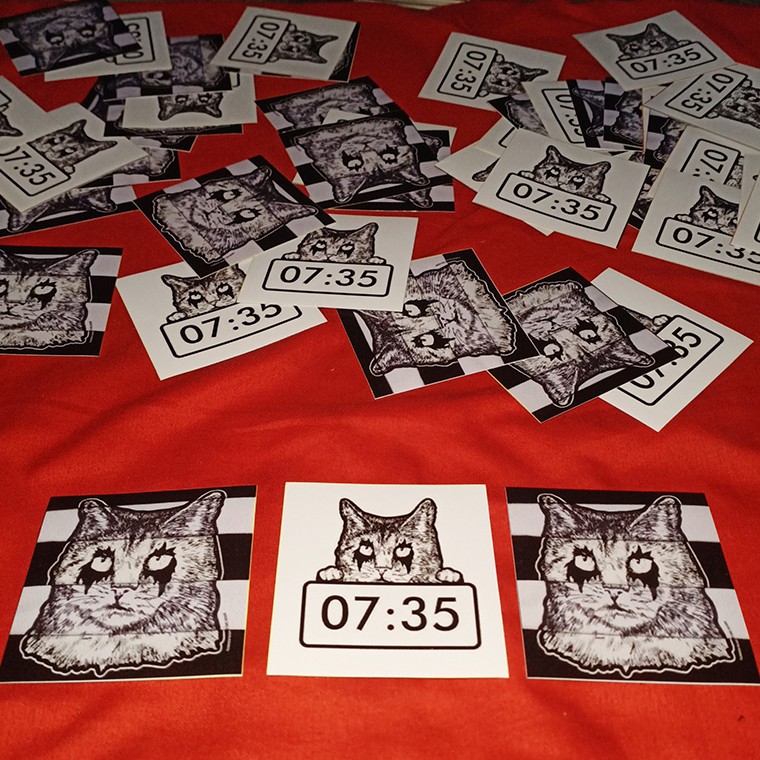 [GESER] Sticker Distro Smitty Ahha Electro Hell Deluxe Kucing 07:35 Murah