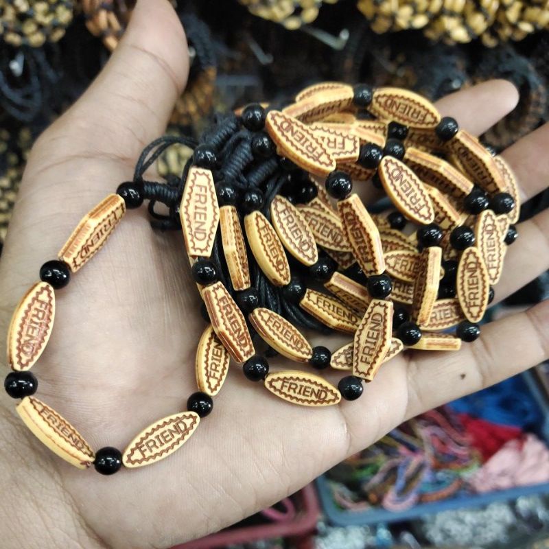 Gelang Tangan Kayu Batu Lusinan isi 12 pcs