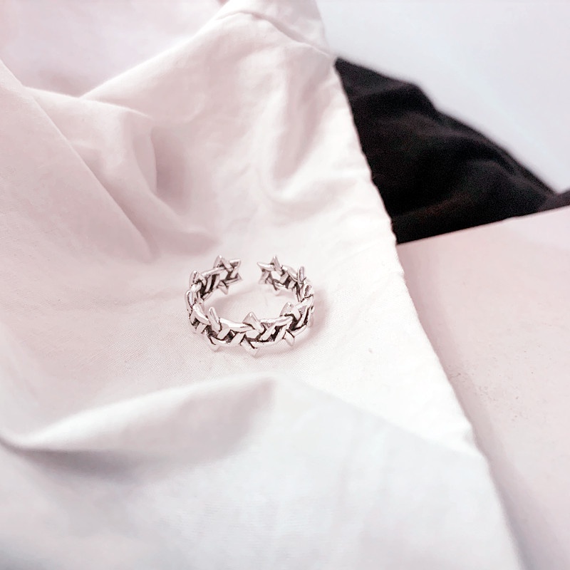 Cincin Adjustable Desain Bintang Gaya Retro Untuk Wanita