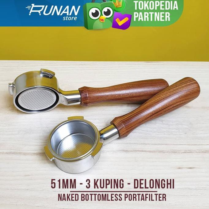 Portafilter Naked Bottomless 51mm Delonghi 51 mm 3 Kuping