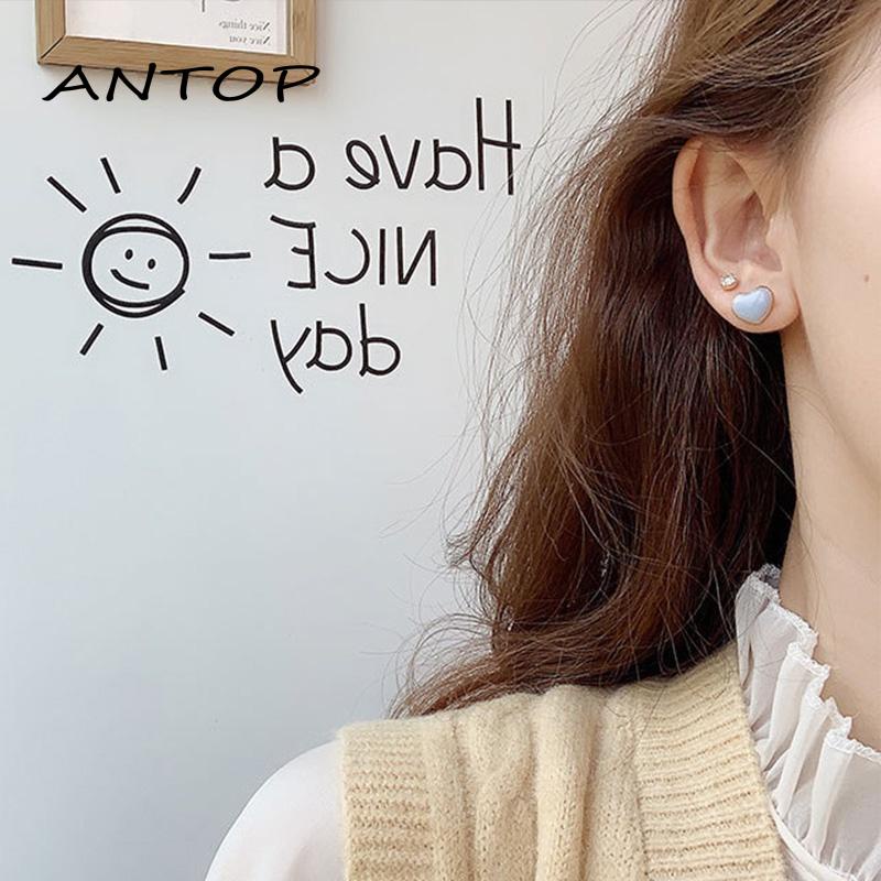 Anting Tusuk Gantung Desain Hati Gaya Pelajarsimpleperi Untuk Wanita