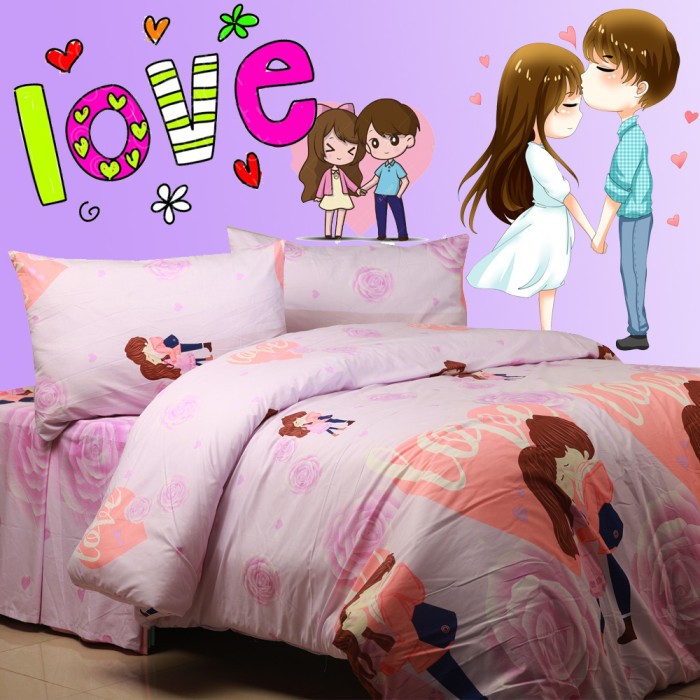 Sierra Bedcover dan Sprei 200x200x20 True love ungu