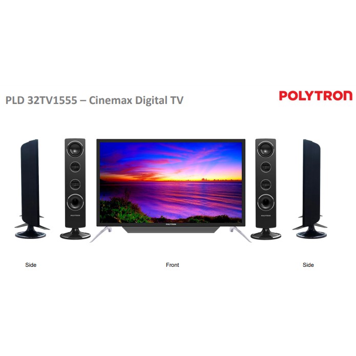 Cinemax Digital TV (DVB-T2) PLD 32TV1855 / 32tv1555 Tower Speaker 32 inch Garansi Resmi