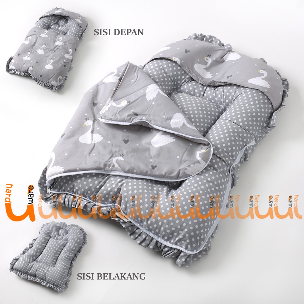 KASUR BAYI SLEEPINGBAG  DENGAN SELIMUT TOPI BAHAN TEBAL DAN LEMBUT