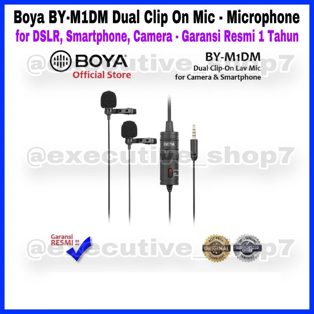 Boya BY-M1DM Clip On Lav Mic - Microphone for DSLR, Smarphone, Camera, PC - Garansi Resmi 1 Tahu