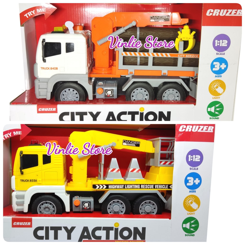 MAINAN MOBIL TRUCK  -Truk penyelamat/Rescue ,Mobil kayu/truk angkut kayu City Action CRUZER