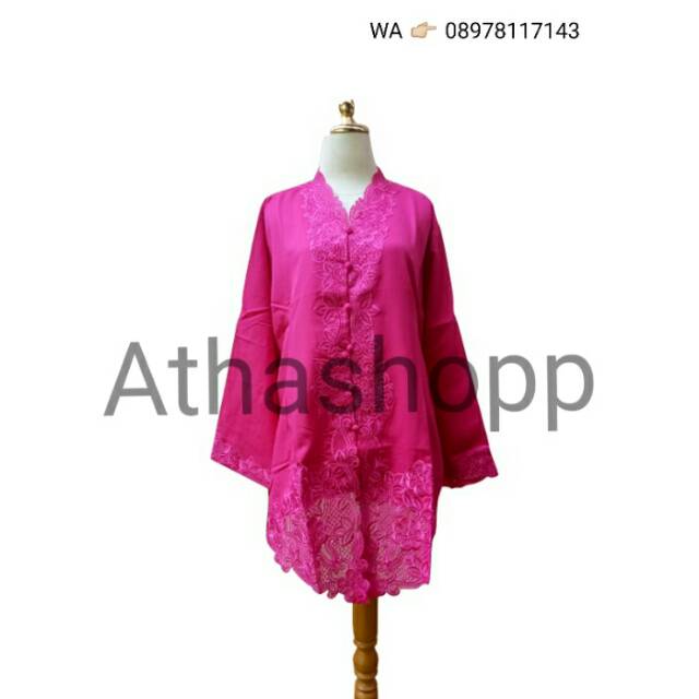 Kebaya Modern Encim Bordir / Kebaya Kartini Jumbo Big Size 6L 7L Pink Fanta