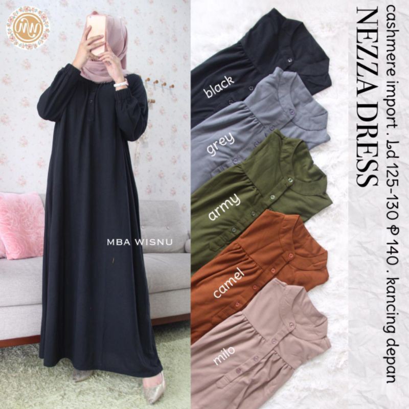GAMIS NESSA DRESS BY MBA WISNU HOMEDRESS BABYDOLL CASHMERE BUSANA MUSLIM PAKAIAN WANITA FASHION