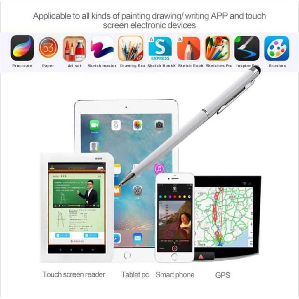 STYLUS PEN 2 IN 1 METAL BODY ALUMINIUM FOR SMARTPHONE &amp; TABLET