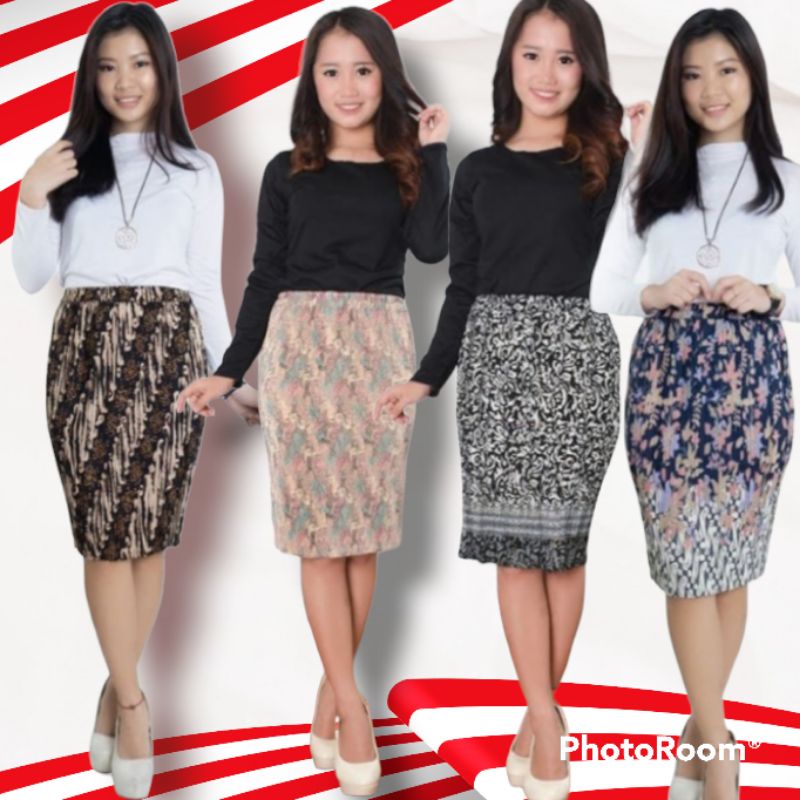 rok plisket batik pendek