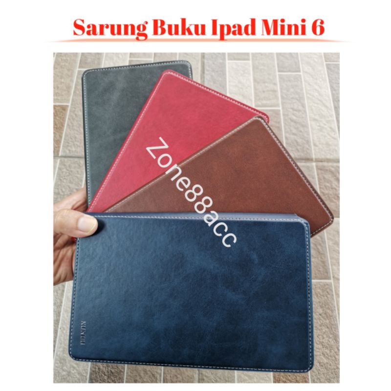 Sarung Buku Ipad Mini 6 Mini6 Leather Case Flip Cover Casing Folio Book Softcase Silicon Pelindung Dompet Tempat Pen