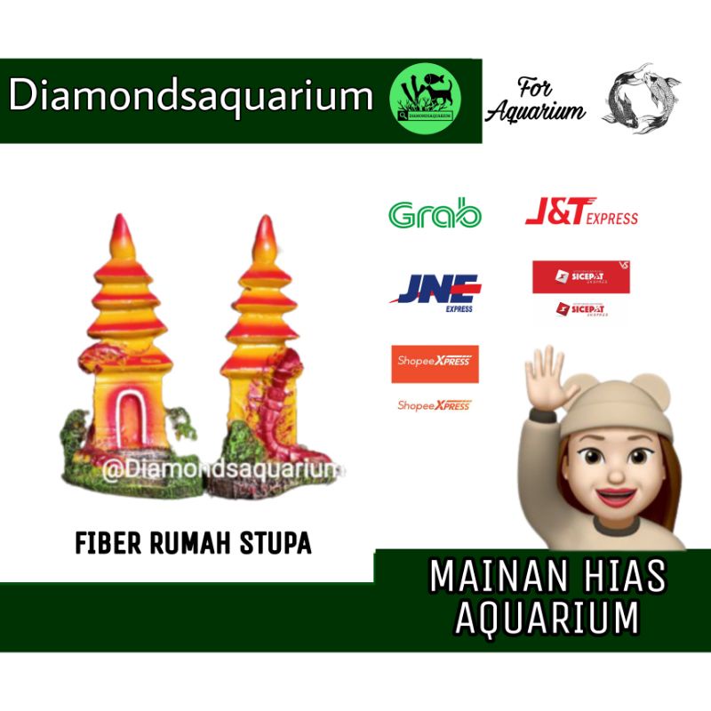 MAINAN HIAS AQUARIUM FIBER RUMAH STUPA
