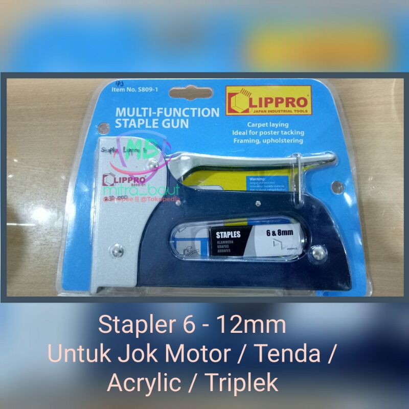

Lippro Stapler 6-12mm Tenda/Triplek/Acrylic/Jok Motor