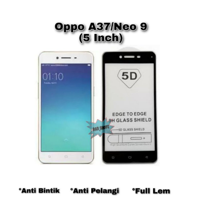 Tempered Glass Oppo A37/Neo 9 5D Full Cover & Full Glue HITAM