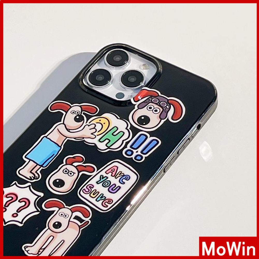 iPhone Case Silicone Soft Case Black Glossy Candy Case Shockproof Protection Camera Cartoon Cute Dog Compatible For iPhone 11 Pro Max 13 Pro Max 12 Pro Max 7Plus xr XS Max