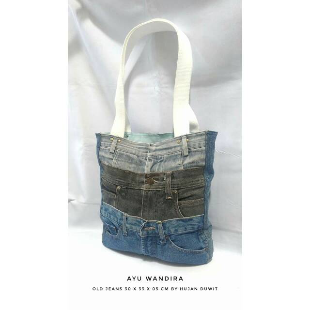 SOLD TAS UNIK RECYCLED HAND MADE OLD JEANS AYU WANDIRA