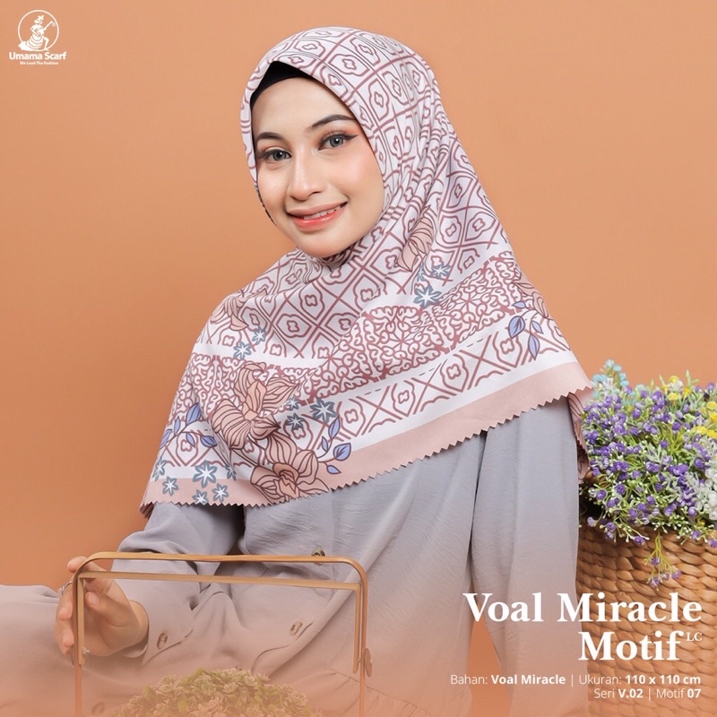 Umama Scarf - Kerudung Motif Segi Empat Voal Miracle Motif Lc