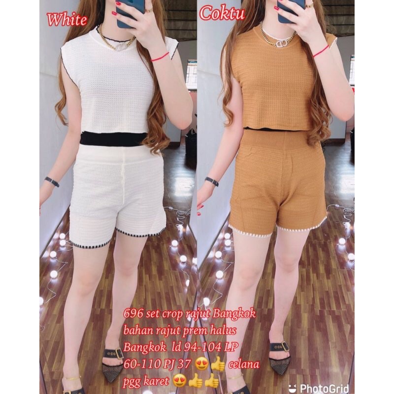 setelan cln pendek rajut import 696