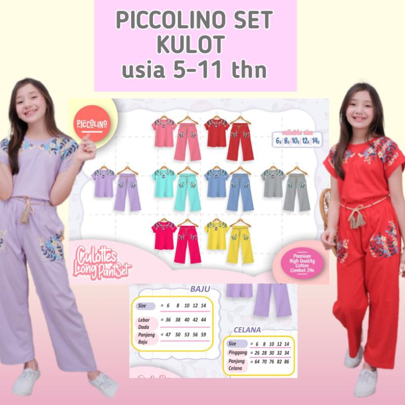 SETELAN ANAK, BAJU SETELAN ANAK, CELANA KULOT ANAK, BAJU ANAK PREMIUM, SET PICCOLINO
