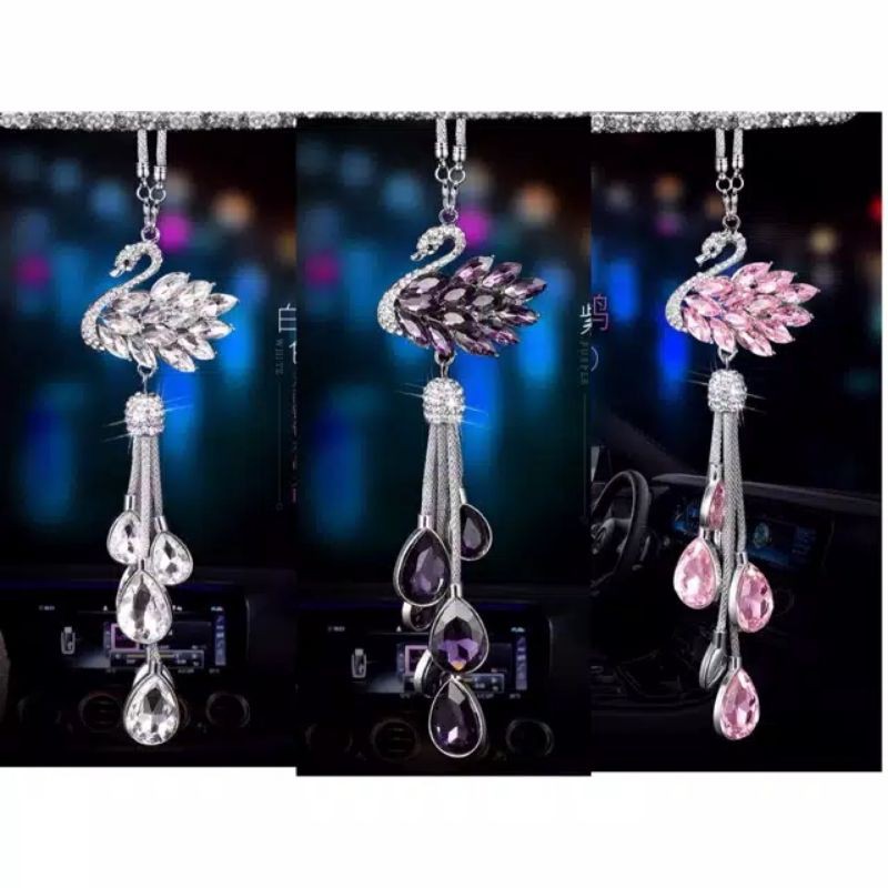 gantungan spion mobil Gantungan Spion Car Bunga Middle Mirror Mobil Mewah Swarovski Angsa Swan Limited Edition Premium