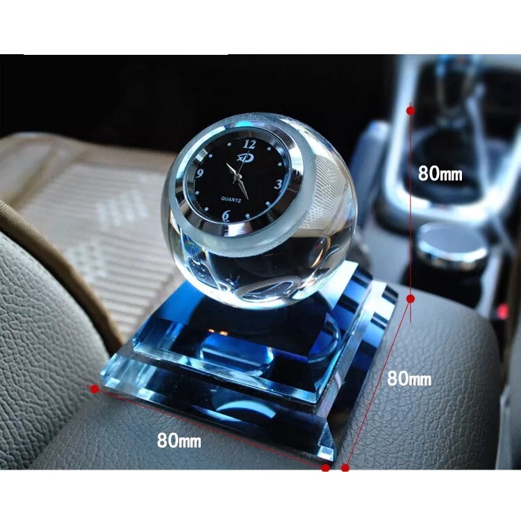 Parfum mobil Pajangan Mobil Interior Mobil Crystal LED Dashboard Pengharum Mobil Jam Analog Hitam Biru