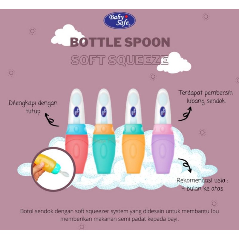 Baby Safe Bottle Spoon Soft Squeeze (JP029)/Sendok Botol Bayi