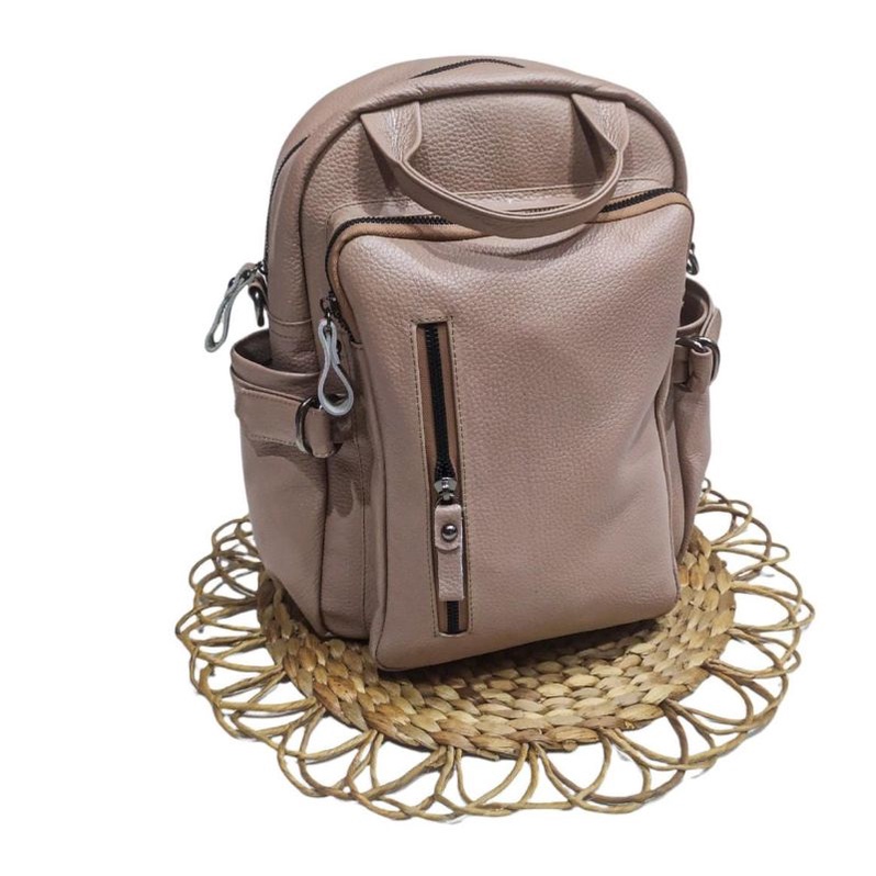 ransel 3in1 bahan kulit sapi asli tas gendong wanita bisa di selempang dan di jinjing