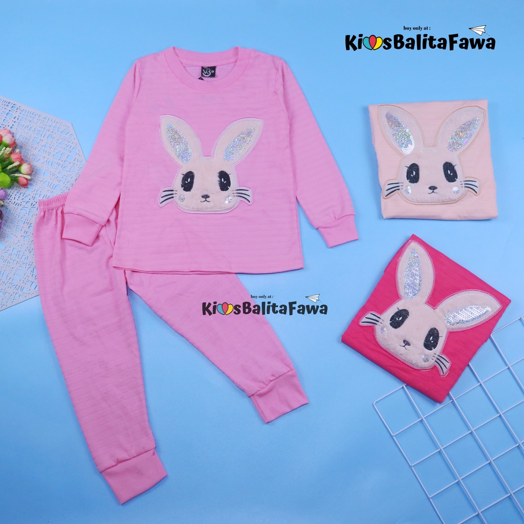 Set Bunny Kids uk Bayi-10 Tahun / EXPORT PREMIUM Setelan Karakter Kaos Piyama Tidur Anak Perempuan