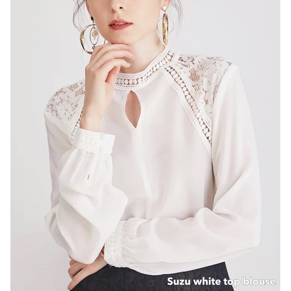 Suzu white top blouse -Thejanclothes