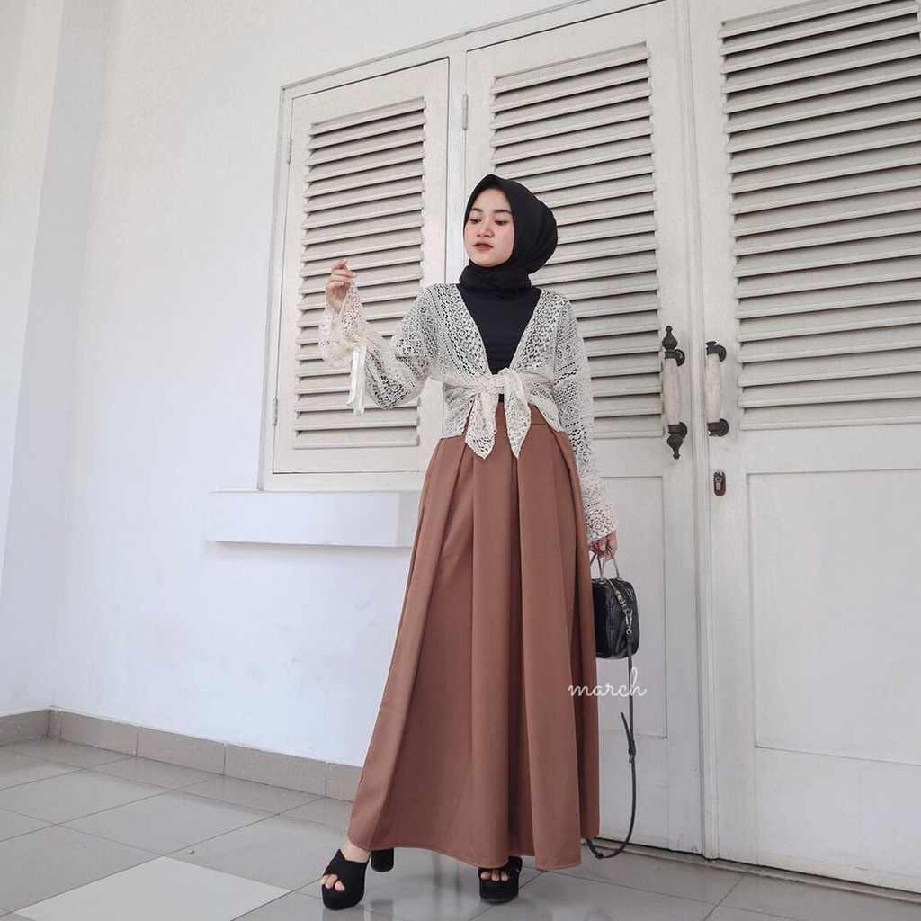 Rok Polos Panjang Waffle Crepe/Rok Rempel Waffle Crepe