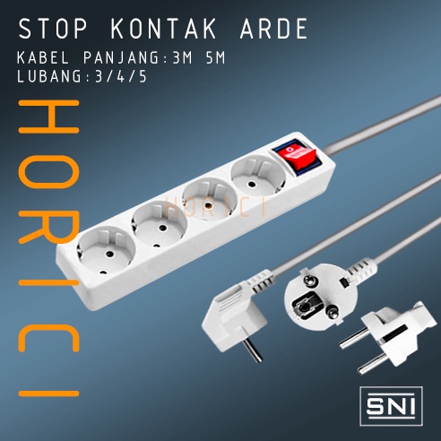 SNI STOP KONTAK 3/4/5LUBANG + KABEL PANJANG 3M &amp; 5M / STOP KONTAK KABEL COLOKAN