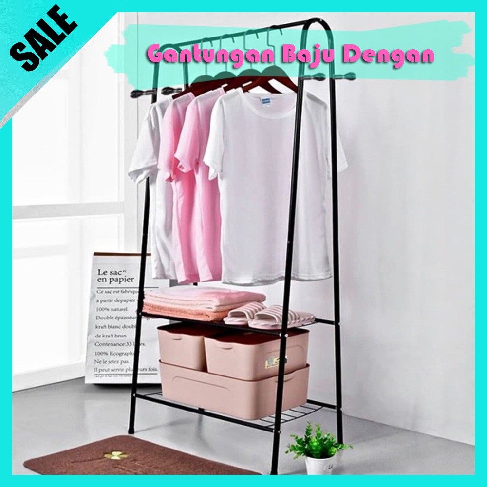 Gantungan Baju 2 Rak Sepatu Sandal Tempat Sepatu Gantungan Tas Gantungan Serbaguna Tempat Baju Murah