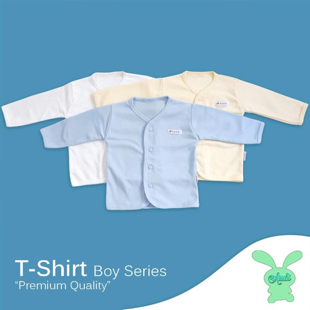 Aruchi POLOS NB S M L XL XXL (3pcs) Baju Panjang Kancing Depan / Oblong Bayi Anak