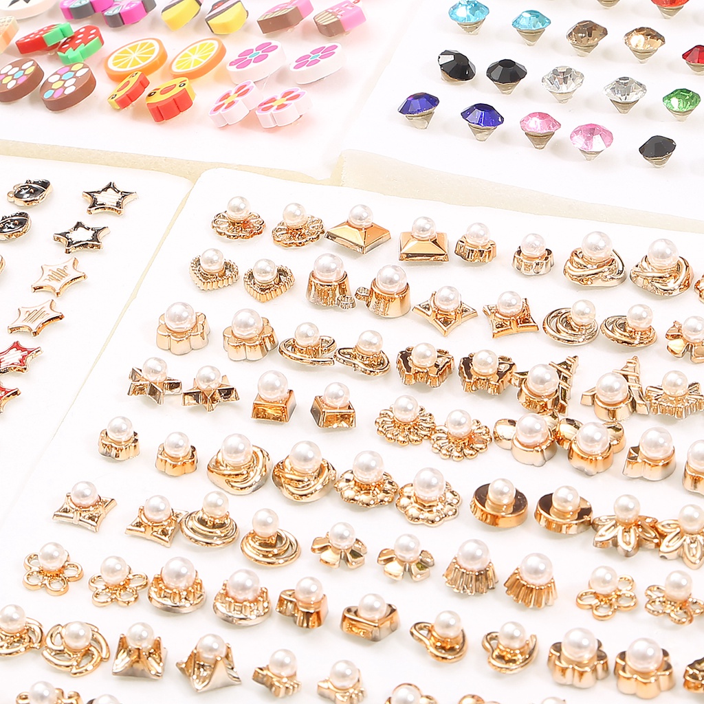 100pasang/lot Multi-Gaya Warna-Warni Buah Bunga Geometris Kristal Stud Anting Set Untuk Wanita Gadis Anting Plastik Perhiasan Hadiah