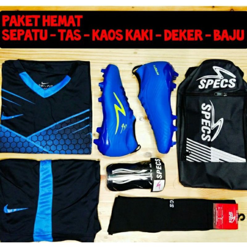 SEPATU BOLA SPECS INFINITY BOOT PAKET HEMAT KOMPLIT-FUL SET5 B.INFT BiRU