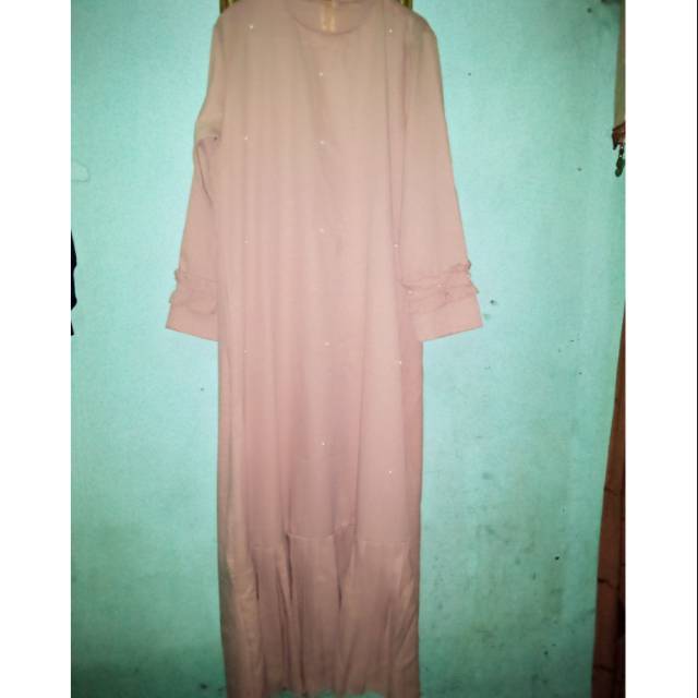 Gamis remaja mutiara tangan rempel bawah rempel