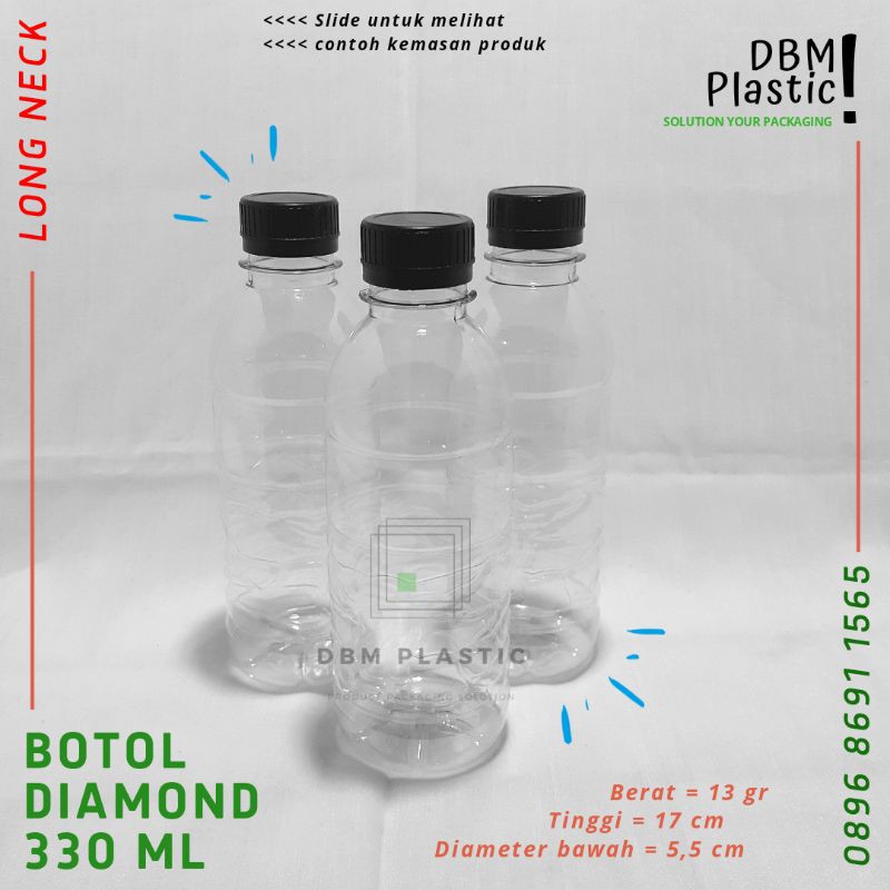 (Min.10pcs) Botol Plastik Diamond 330ml . Botol PET Diamond 330 ml . Botol Diamond 330 ml