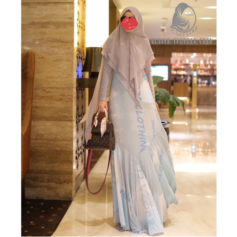Rubiya Thunder Grey Original by joza Arina ( Set khimar)